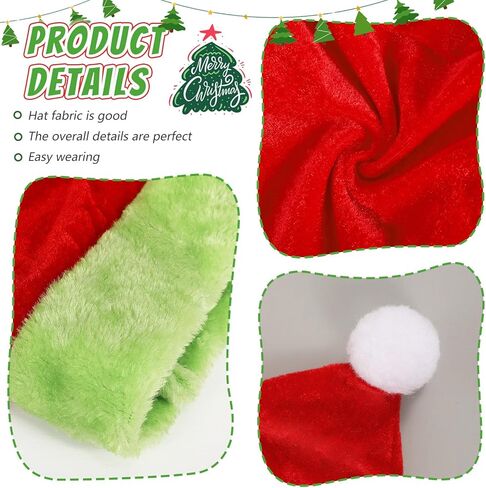 Christmas Santa Hats for Adults, 2 PCS Green Velvet Santa Hat, Soft Xmas Holiday Hats Family Cosplay Accessories in Saudi Arabia