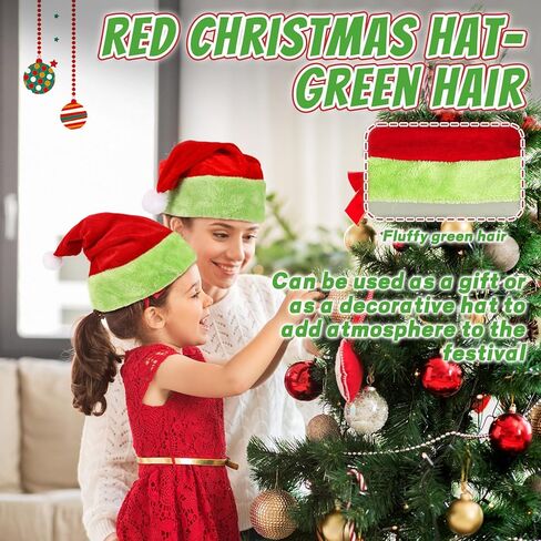 Christmas Santa Hats for Adults, 2 PCS Green Velvet Santa Hat, Soft Xmas Holiday Hats Family Cosplay Accessories in Saudi Arabia