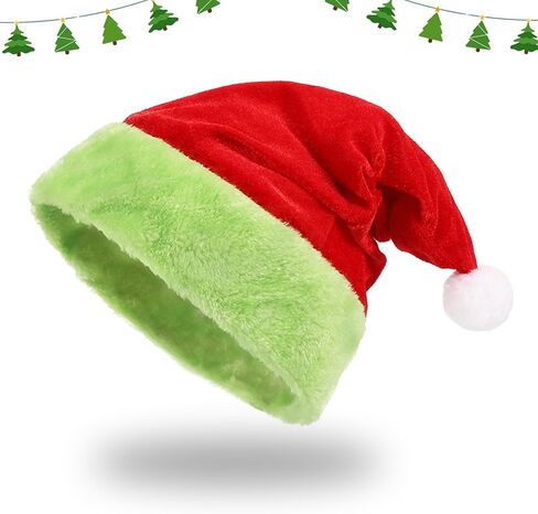 Christmas Santa Hats for Adults, 2 PCS Green Velvet Santa Hat, Soft Xmas Holiday Hats Family Cosplay Accessories in Saudi Arabia