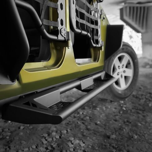 Heavy Duty Side Steps Running Boards for Jeep Wrangler JK 4-Door, Black Steel Construction with Mounting Hardware in Saudi Arabia