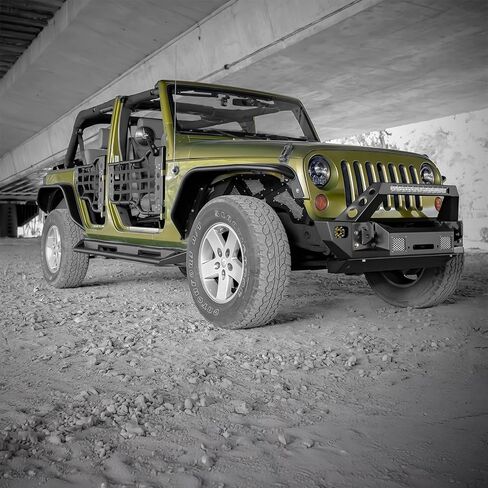 Heavy Duty Side Steps Running Boards for Jeep Wrangler JK 4-Door, Black Steel Construction with Mounting Hardware in Saudi Arabia