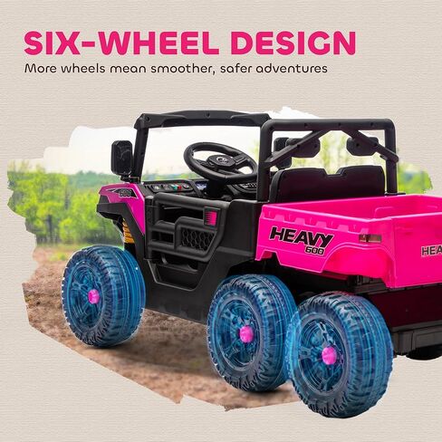 Qaba 24V Kids Ride On Car with 6 Wheels, 4WD Electric Ride On Dump Truck with Remote Control, Wheel Suspension, Off-Road UTV with LED Lights, Horn and Music for Kids 3-8 Years Old, Green in Saudi Arabia
