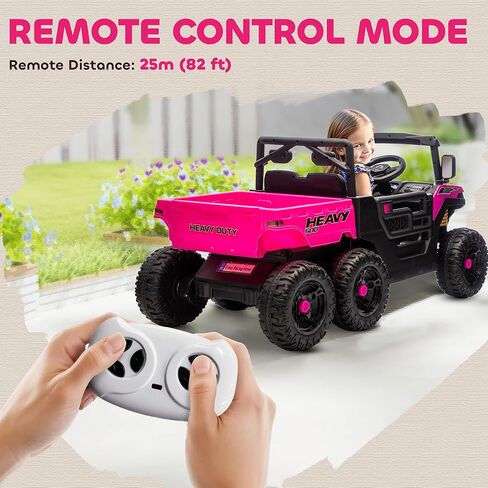 Qaba 24V Kids Ride On Car with 6 Wheels, 4WD Electric Ride On Dump Truck with Remote Control, Wheel Suspension, Off-Road UTV with LED Lights, Horn and Music for Kids 3-8 Years Old, Green in Saudi Arabia