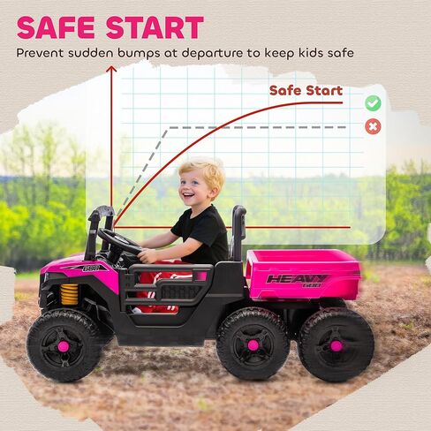 Qaba 24V Kids Ride On Car with 6 Wheels, 4WD Electric Ride On Dump Truck with Remote Control, Wheel Suspension, Off-Road UTV with LED Lights, Horn and Music for Kids 3-8 Years Old, Green in Saudi Arabia