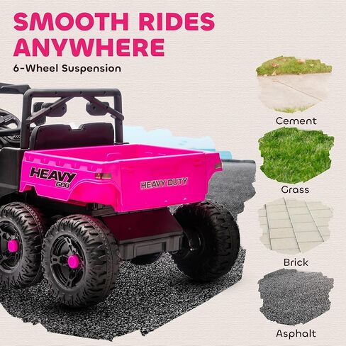 Qaba 24V Kids Ride On Car with 6 Wheels, 4WD Electric Ride On Dump Truck with Remote Control, Wheel Suspension, Off-Road UTV with LED Lights, Horn and Music for Kids 3-8 Years Old, Green in Saudi Arabia