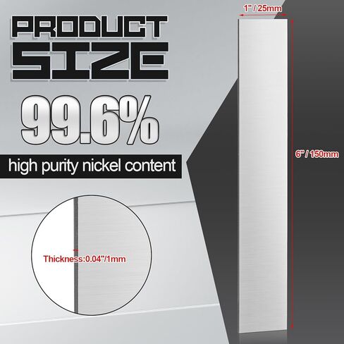 2 Pcs Pure Nickel Sheet 0.08 x 1 x 6 Inches Nickel Anode for Nickel Plating 99.6% Purity Purity Nickel Plate Nickel Strip Sheets for DIY Nickel Electroplating Kit in Kuwait