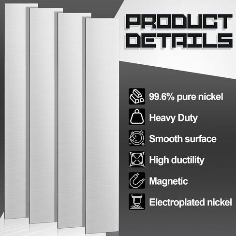 2 Pcs Pure Nickel Sheet 0.08 x 1 x 6 Inches Nickel Anode for Nickel Plating 99.6% Purity Purity Nickel Plate Nickel Strip Sheets for DIY Nickel Electroplating Kit in Kuwait