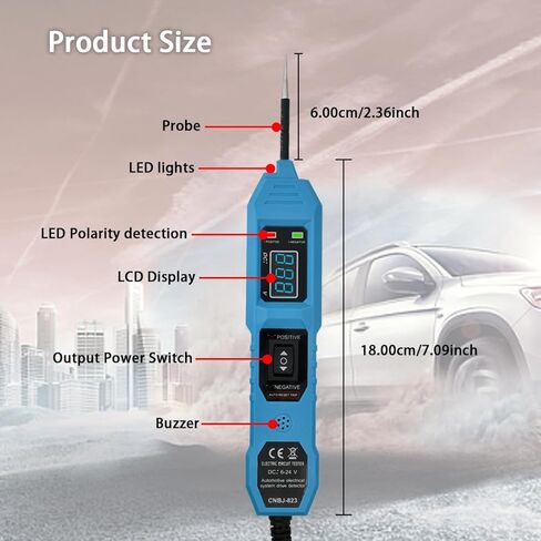 Power Circuit Tester, 6-24V DC Test Light Short Circuit, Automotive Component Electrical Polarity Identify Continuity Tester, Overload Protection in Kuwait