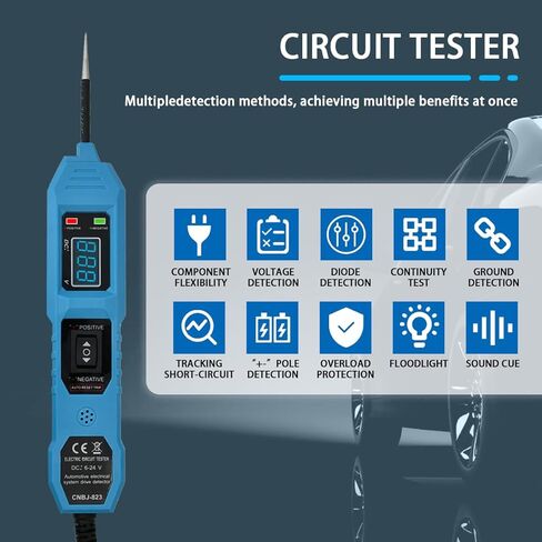 Power Circuit Tester, 6-24V DC Test Light Short Circuit, Automotive Component Electrical Polarity Identify Continuity Tester, Overload Protection in Kuwait