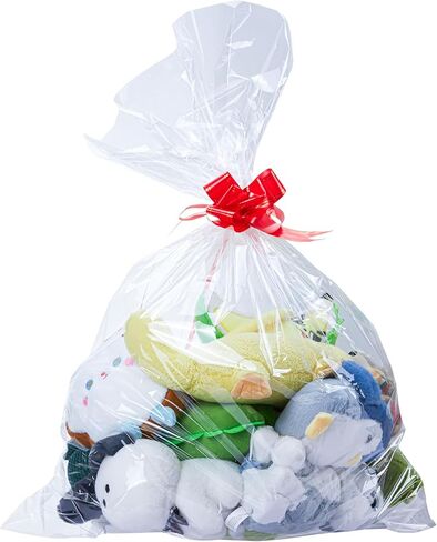 غلاف ناكسليف الشفاف من السيلوفان لسلال الهدايا، 10 قطع من أكياس الهدايا الشفافة، مقاس 24 × 30 بوصة مع أكياس تشيلو كبيرة لهدية الحفلات وتغليف الهدايا. (لا يتضمن شريطًا) in Kuwait