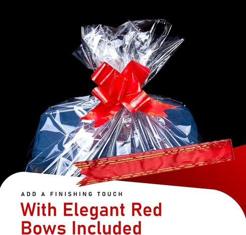 غلاف ناكسليف الشفاف من السيلوفان لسلال الهدايا، 10 قطع من أكياس الهدايا الشفافة، مقاس 24 × 30 بوصة مع أكياس تشيلو كبيرة لهدية الحفلات وتغليف الهدايا. (لا يتضمن شريطًا) in Kuwait
