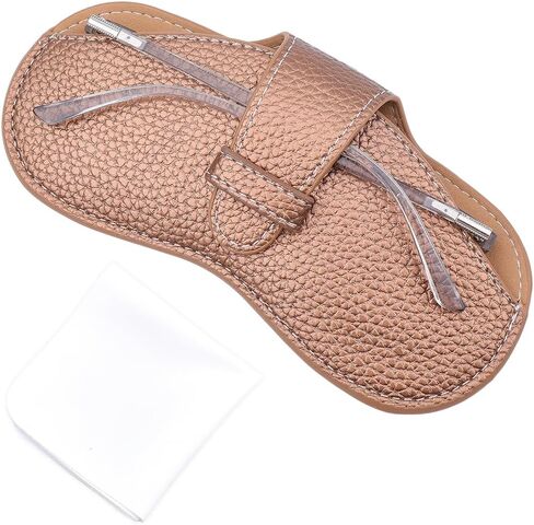 CREATCABIN Leather Glasses Case Portable Sunglasses Pouch Travel Lightweight Slim Squeeze Eyeglasses Holder Bag with Suede Fiber Cleaning Cloth for Women Men Chocolate in Saudi Arabia