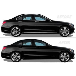 SlickMod Chrome Delete Blackout Vinyl Overlay for 2015-2021 Mercedes C Class Window & Door Trim (Full Side Kit, Gloss Black) in Saudi Arabia