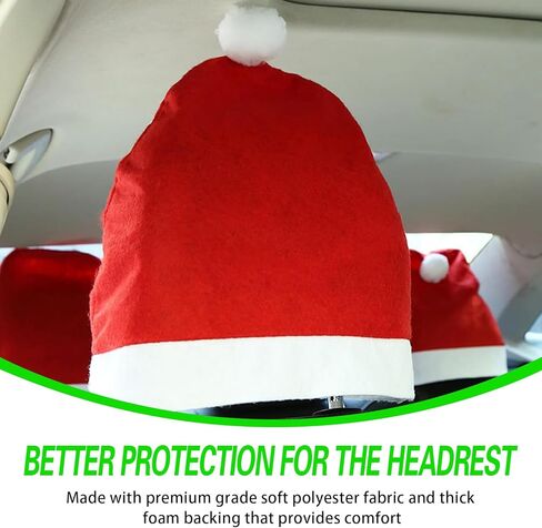 ijuicy 4 PCS Car Santa Claus Hat Seat Headrest Cover, Car Christmas Decorations, Winter Holiday Car Decorations, Car Decorations Christmas Design Fits Most Vehicle Headrest (Red) in Saudi Arabia