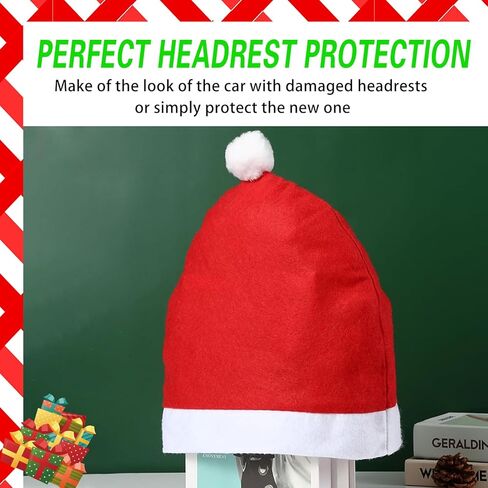 ijuicy 4 PCS Car Santa Claus Hat Seat Headrest Cover, Car Christmas Decorations, Winter Holiday Car Decorations, Car Decorations Christmas Design Fits Most Vehicle Headrest (Red) in Saudi Arabia