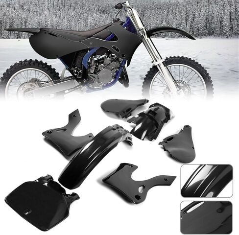 مناسبة لمجموعة البلاستيك المتماثلة السوداء المتوافقة مع Kawasaki KX125/KX250 (1999-2002) - هيكل دراجة نارية متين وأنيق in Saudi Arabia