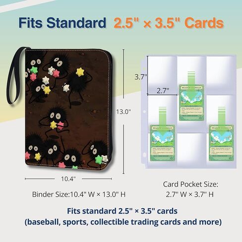 حافظة بطاقات TCG، 900 جيب، 50 ورقة 9 جيوب، ألبوم ثلاثي الحلقات بسحاب لبطاقات مقاس 2.5 × 3.5 بوصة، صفحات خالية من كلوريد الفينيل عالية التحميل، غطاء بولي يوريثان مقاوم للماء، قابل لإعادة الملء، تصميم نمط نجمة Kawaii in Kuwait