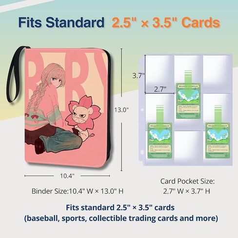 حافظة بطاقات TCG، 900 جيب، 50 ورقة 9 جيوب، ألبوم ثلاثي الحلقات بسحاب لبطاقات مقاس 2.5 × 3.5 بوصة، صفحات خالية من كلوريد الفينيل عالية التحميل، غطاء بولي يوريثان مقاوم للماء، قابل لإعادة الملء، تصميم نمط نجمة Kawaii in Kuwait