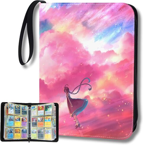 حافظة بطاقات TCG، 900 جيب، 50 ورقة 9 جيوب، ألبوم ثلاثي الحلقات بسحاب لبطاقات مقاس 2.5 × 3.5 بوصة، صفحات خالية من كلوريد الفينيل عالية التحميل، غطاء بولي يوريثان مقاوم للماء، قابل لإعادة الملء، تصميم نمط نجمة Kawaii in Kuwait