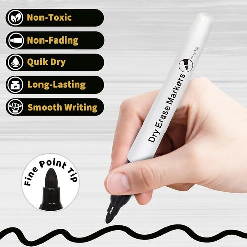 Duchong 30 Packs Dry Erase Markers in 15 Assorted Colors, Fine Tip Whiteboard Markers for Kids Teachers, Dry Erase Pens Bulk for Classroom Home, Back to School Supplies in Saudi Arabia