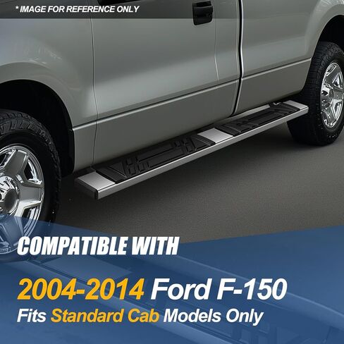 Auto Dynasty Curved Running Board Compatible with 2004-2014 Ford F-150 Regular Cab, Stainless Steel Side Step Rail Nerf Bars, 4" Step Bars, Polished Chrome 05 06 07 08 09 10 11 12 13 in Saudi Arabia