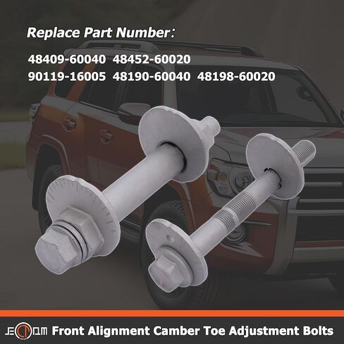 Front Alignment Camber Adjustment Cam Bolts Kit Compatible with Toyota 4Runner FJ Cruiser Tacoma Control Arm Cam Bolts Kit Replace for 48409-60040 48452-60020 48190-60040 48198-60020 in Saudi Arabia