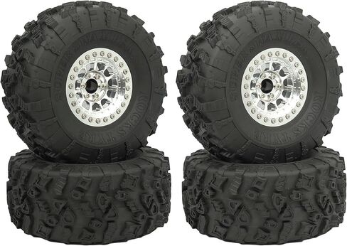 RC 2.2 Beadlock Wheel & Tire Set (4-Piece) Upgrades Accessories Rims (White & Black) in Kuwait