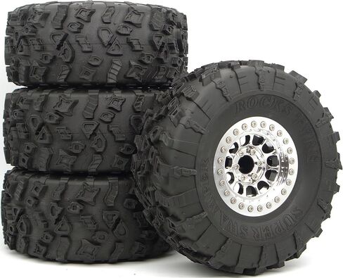 RC 2.2 Beadlock Wheel & Tire Set (4-Piece) Upgrades Accessories Rims (White & Black) in Kuwait