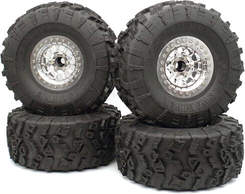 RC 2.2 Beadlock Wheel & Tire Set (4-Piece) Upgrades Accessories Rims (White & Black) in Kuwait