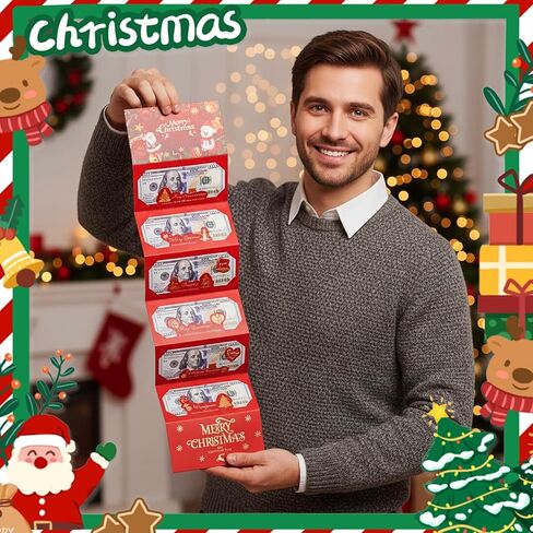مغلفات هدايا عيد الميلاد النقدية لعام 2025، حاملات أموال إبداعية للنقود وبطاقات الهدايا، مغلفات مفاجأة للعطلات لهدايا عيد الميلاد للرجال والنساء والأطفال (سانتا، قطعتان) in Kuwait