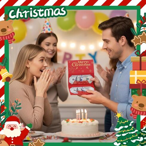 مغلفات هدايا عيد الميلاد النقدية لعام 2025، حاملات أموال إبداعية للنقود وبطاقات الهدايا، مغلفات مفاجأة للعطلات لهدايا عيد الميلاد للرجال والنساء والأطفال (سانتا، قطعتان) in Kuwait