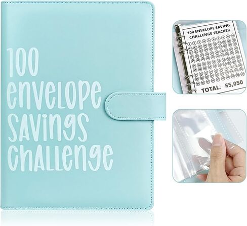 100 Envelope Challenge Binder, 52 Week Money Saving Challenge Book with Envelopes & Challenge Tracker Budget Binder, Motivational Process to Save $5050 100 Pocket Pre-Numbered (Pink) in Saudi Arabia