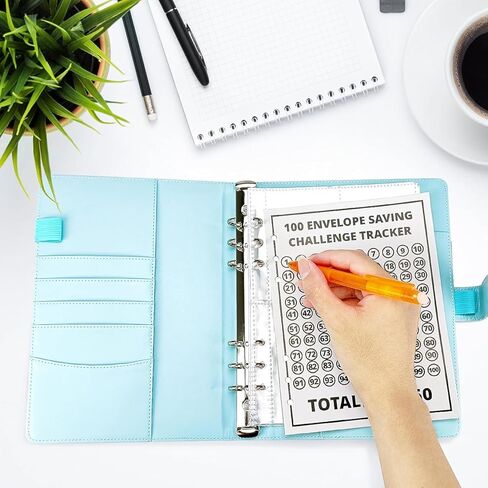 100 Envelope Challenge Binder, 52 Week Money Saving Challenge Book with Envelopes & Challenge Tracker Budget Binder, Motivational Process to Save $5050 100 Pocket Pre-Numbered (Pink) in Saudi Arabia