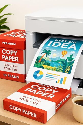 Copy Paper 8.5 x 11, 20 lb, 92 Brightness – 10 Ream Case (5,000 Sheets) | Premium Printer & Copier Paper for Office, School, Home | Jam-Free, Acid-Free, White Paper in Saudi Arabia