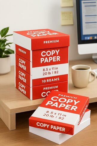 Copy Paper 8.5 x 11, 20 lb, 92 Brightness – 10 Ream Case (5,000 Sheets) | Premium Printer & Copier Paper for Office, School, Home | Jam-Free, Acid-Free, White Paper in Saudi Arabia