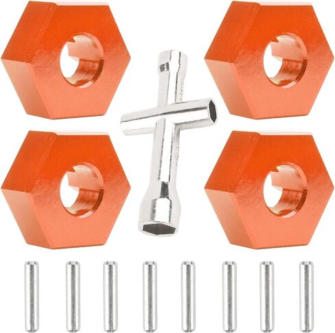 for H16BM RC Car Upgrade Aluminum Wheel Hex 16440 & Pins M20101 & Wrench P812 Spare Parts for 1/16 H16BM H16GT H16DR JC16EP and 1/14 H14BM 14210 JC14EP 14301 14303 Trucks(Silver) in Saudi Arabia