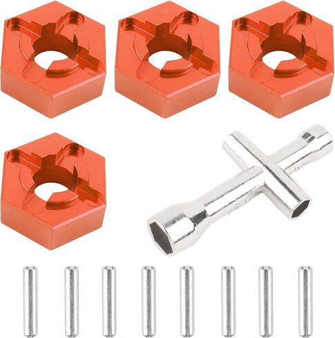 for H16BM RC Car Upgrade Aluminum Wheel Hex 16440 & Pins M20101 & Wrench P812 Spare Parts for 1/16 H16BM H16GT H16DR JC16EP and 1/14 H14BM 14210 JC14EP 14301 14303 Trucks(Silver) in Saudi Arabia