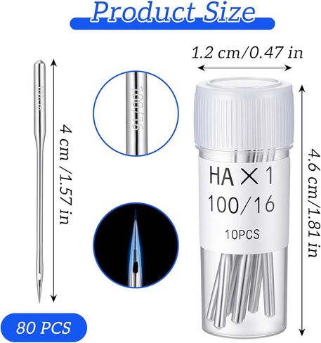 TIESOME 80 Pcs 100/16 Heavy Duty Sewing Machine Needles, Universal Metal Sewing Machine Needles for Leather Jeans Canvas Heavy Fabrics Home Sewing Machines in Saudi Arabia