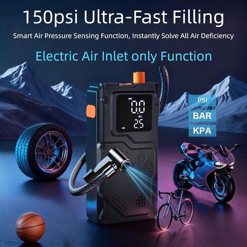 Jump Starter 12V، 5000A Jump Starter مع مضخة هواء وضاغط، صندوق القفز المحمول، شاشة LCD، ضوء الطوارئ LED، بنك الطاقة وكابلات التوصيل، لمحركات الغاز 8.5 لتر والديزل 6.5 لتر in Saudi Arabia