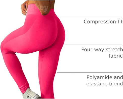 Rugkey Women's Scrunch Seamless Leggings High Waist Yoga Pants Workout Butt Lifting Booty Tights in Kuwait