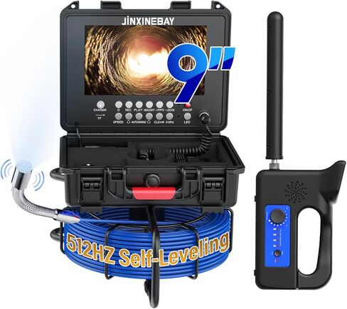 Sewer Camera with Locator, Sewer Inspection Camera Self-Leveling with 512Hz Transmitter and Receiver, 9"Pipeline Inspection Camera with Distance Counter, for Home, Duct Drain Pipe Plumbin (100FT/30M) in Saudi Arabia