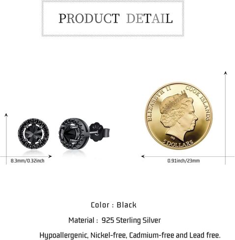Stud Earrings 925 Sterling Silver Stud Earrings for Mens Womens Pierced Mens Earrings Jewelry Gift for Father's Day Gifts in Saudi Arabia