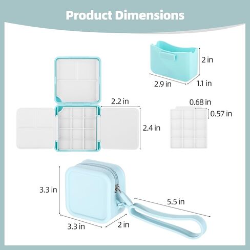 Empty Paint Palette Box, Travel Watercolor Pocket Set 24 Grids With Mixing 3 Foldable Trays, Water Clip-On Bucket And Carry Silicone Bag, Kit For Outdoor Painting Watercolor Sketching Practice in Saudi Arabia