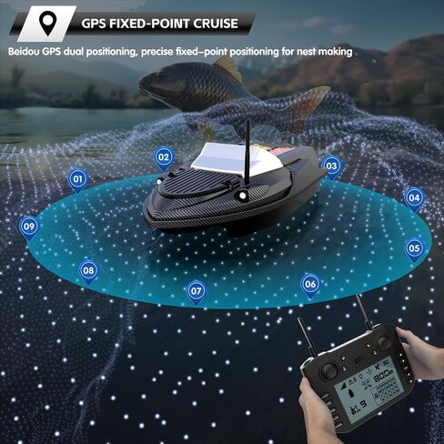شبكة صيد السمك GPS وقارب الطعم مع مكتشف الأسماك، بطارية 12 فولت 20000 مللي أمبير في الساعة، نطاق RC 874 ياردة، صندوقين بسعة تحميل 6.6 رطل، خطاف كهرومغناطيسي، قارب مزدوج الهيكل لصيد الأسماك في نهر بحيرة المحيط in Kuwait