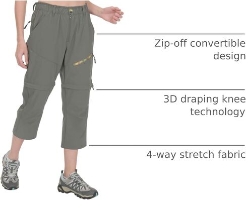Little Donkey Andy Women's Hiking Zip Off Capri Pants Lightweight Quick Dry UPF 50+ Convertible Shorts with 4 Pockets in Kuwait
