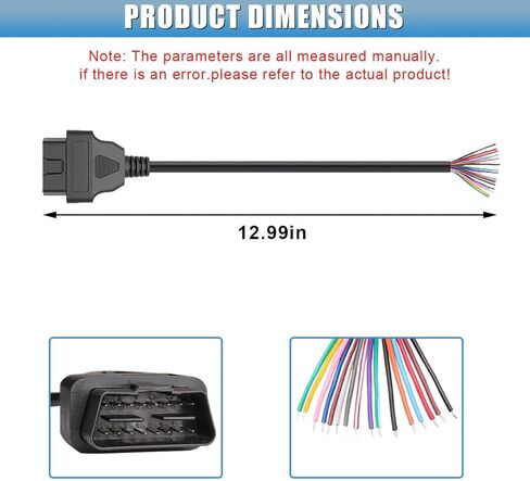OBD OBDII J1962 16 Pins Male Connector to Open Plug Wire, 30cm/12 Car OBD Diagnostic Extension Cord OBD2 Pigtail, Universal Vehicle DIY Mobley USB Adapter Replacement (Black) in Saudi Arabia