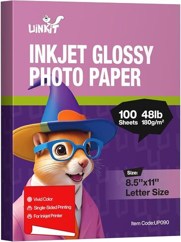 Uinkit 8.5x11 48lb 180Gsm 100 Sheets Inkjet Photo Paper Glossy Professional Photographic Paper Letter Size 8.5Mil Instant Dry Suitable for All Ink Printers in Saudi Arabia