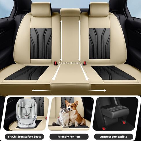 Car Seat Covers Fit for Hyundai Elantra 2017-2024 2025，Premium Leather Seat Covers | Waterproof | Breathable & Scratch-Resistant，All Weather Car Seat Cushion Protector(Full Set, All Black) in Kuwait