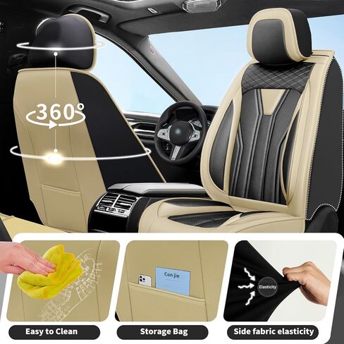 Car Seat Covers Fit for Hyundai Elantra 2017-2024 2025，Premium Leather Seat Covers | Waterproof | Breathable & Scratch-Resistant，All Weather Car Seat Cushion Protector(Full Set, All Black) in Kuwait
