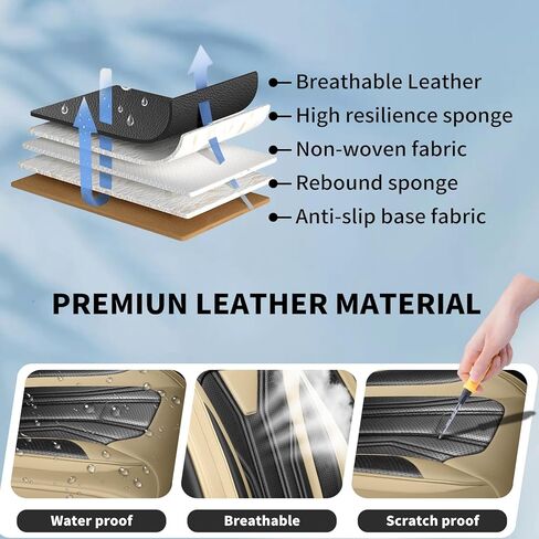 Car Seat Covers Fit for Hyundai Elantra 2017-2024 2025，Premium Leather Seat Covers | Waterproof | Breathable & Scratch-Resistant，All Weather Car Seat Cushion Protector(Full Set, All Black) in Kuwait